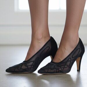 Paloma Barcelo vintage Black Mesh Heels | Size 10